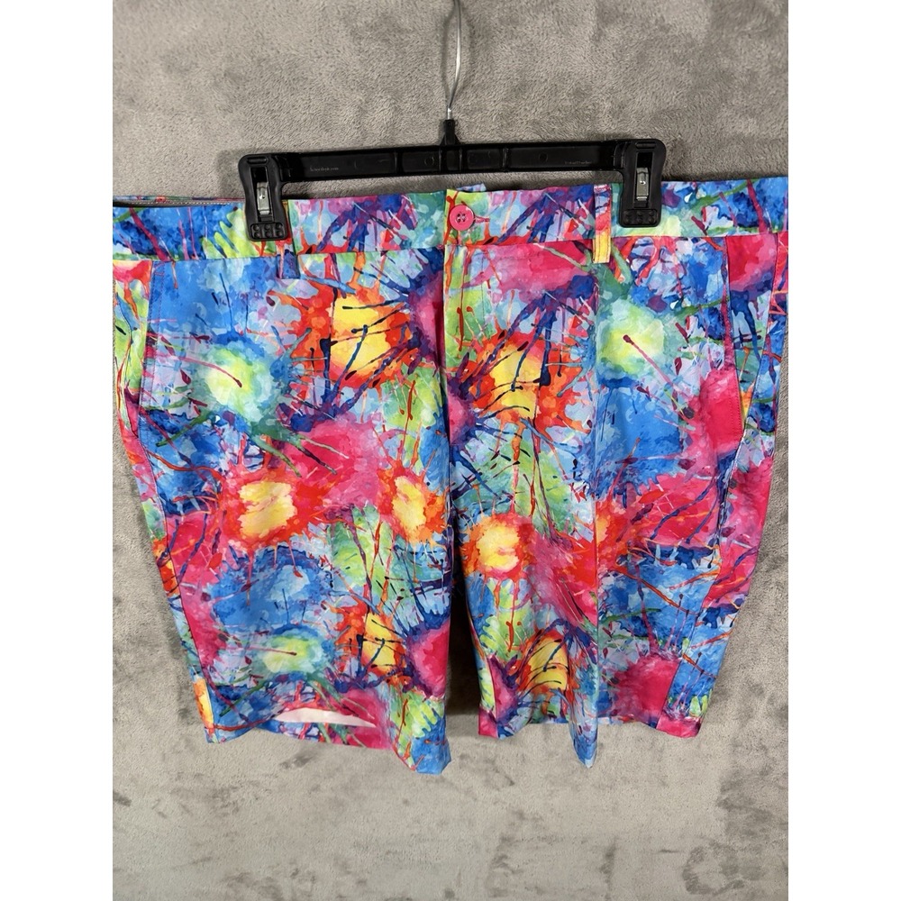 HRESKI Mens Explosion Of Color Golf Shorts‎ Size 40 Colorful Stretch Pockets